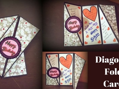 Diy valentine's day cards\ anniversary cards  | diagonal fold card