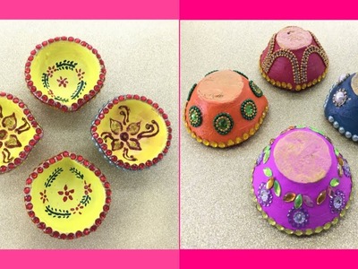 Diya decoration for diwali || how to decorate diya at home || Diwali craft ideas || lets make art