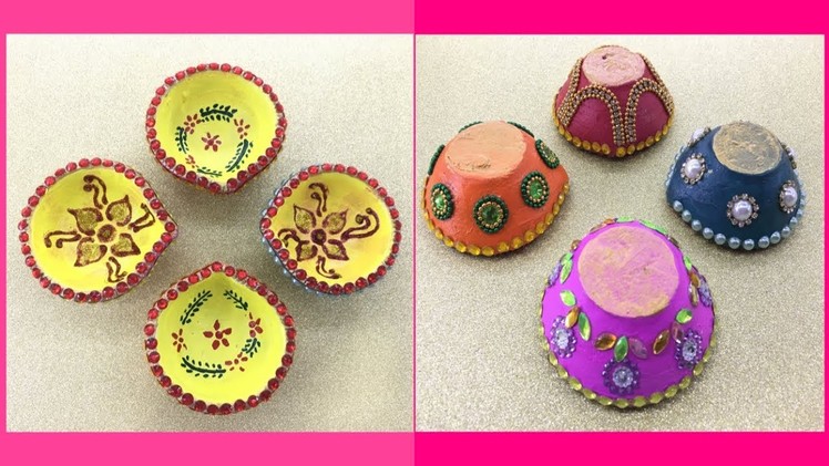 Diya decoration for diwali || how to decorate diya at home || Diwali craft ideas || lets make art