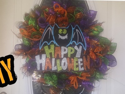 EASY HALLOWEEN DECO MESH WREATH TUTORIAL | DIY | DOLLAR Tree | Dollarama items ONLY |