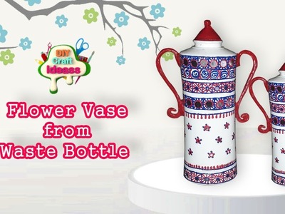 Flower Vase from Waste Bottle | Recycled Material Craft |  DIY Craft Ideas