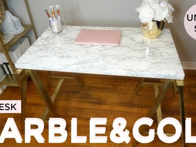 Gold and Marble DIY | UNDER $40 Desk | IKEA HACK