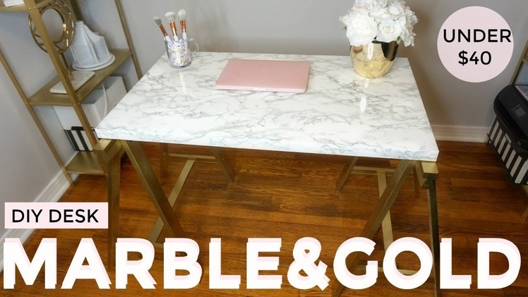 Gold and Marble DIY | UNDER $40 Desk | IKEA HACK