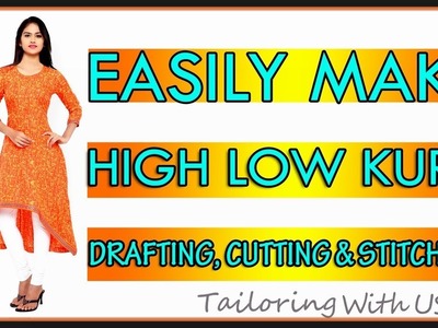 High Low Kurti Drafting, Cutting And Stitching In Hindi | DIY - Tailoring With Usha