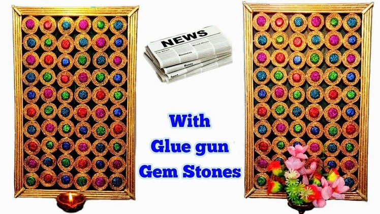 How to make Newspaper wall hanging with Glue Gun Gemstones | Newspaper Craft