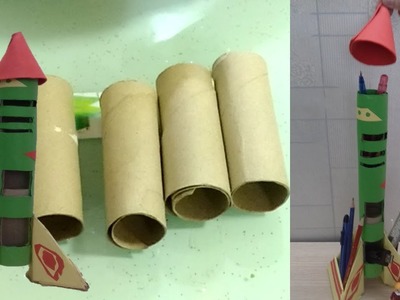 How To Make Rocket Toilet Paper Roll toy organization Craft For Kids - Organize & Storage Toys