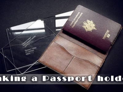 Making a passport cover using acrylic patterns.leather craft tutorial