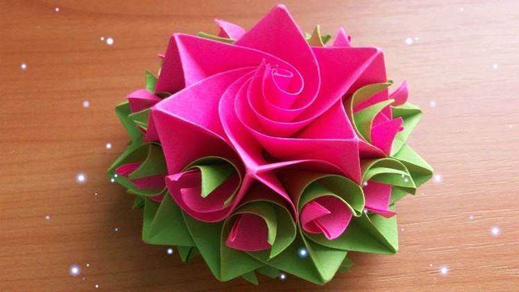 Paper flowers rose diy tutorial easy for children.origami flower folding 3d for kids,for beginners
