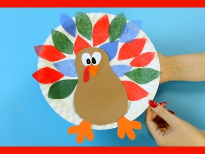 Paper Plate Turkey Craft using Tissue Paper
