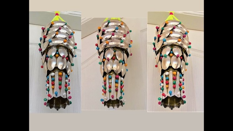 Plastic Bottle & Plastic Spoon Craft. Wall Hanging. Wind Chime. Recycle Idea. Best out of waste