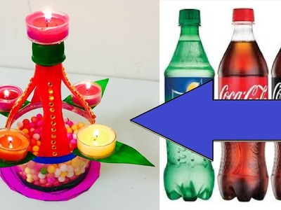 Plastic bottle reuse craft | Diya & Candle stand | DIY Diwali & Christmas Decoration Ideas