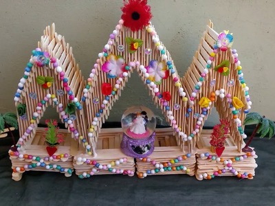 Popsicle   sticks  house craft tutorial \\ best ideas for popsicle sticks craft \\projects