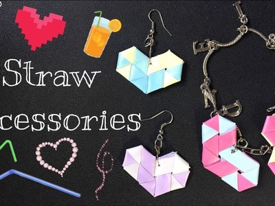 Straw Heart Accessories ! Straw Heart Craft ! Homemade Heart Earings, Keychain, Bracelet, Necklace !
