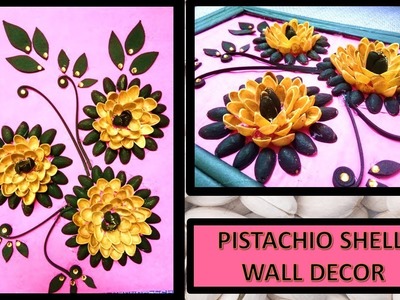 Waste reuse idea.DIY wall decor frame. pista shell craft. best out of waste