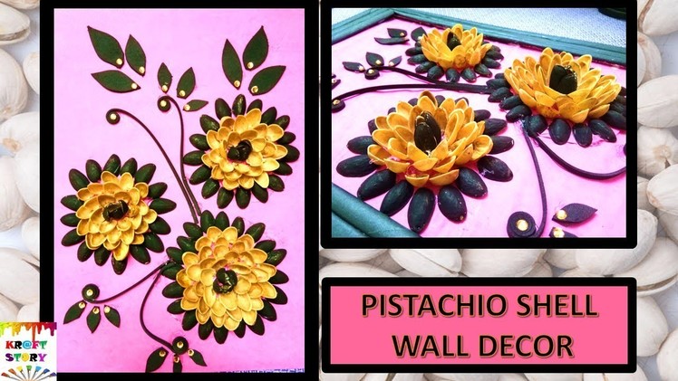 Waste reuse idea.DIY wall decor frame. pista shell craft. best out of waste