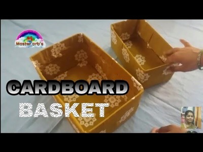 Basket making with cardboard Best out of waste|Fabric Storage Box|DIY by Master arts(2018)