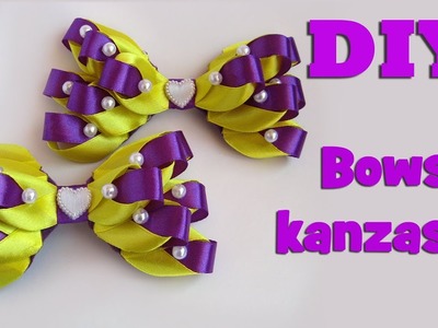 DIY bows kanzashi of satin ribbons