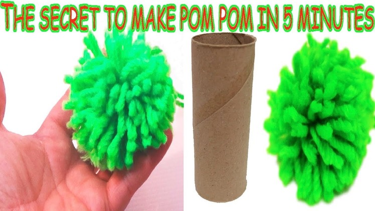 DIY crafts How to make Yarn Pom Poms Easiest Method. Secret to Make in 5 minutes with cardboard tube