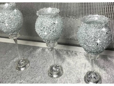 DIY CRUSHED GLASS BLING DOLLAR TREE CANDLE HOLDERS 2018