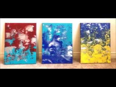 DIY Easy 3 canvas abstract wall art painting| Dip technique| Acrylic Paint Series|iPhone X
