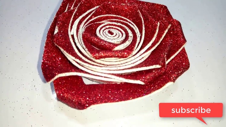 DIY Glitter Fomic Sheet Flower Making - HOW TO MAKE ROSE WITH FOAM SHEET