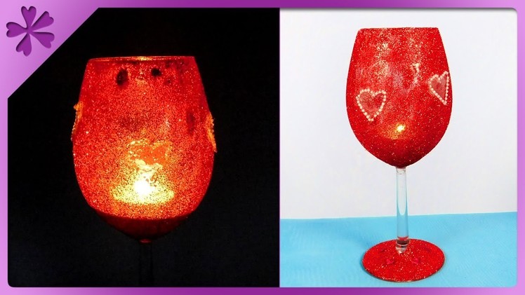 DIY How to make Valentine's Day candle holder out of wine glass (ENG Subtitles) - Speed up #451