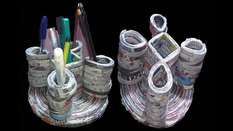 DIY | Multipurpose organizer with newspaper | Best out of Waste| How to make Pen Stand | 118