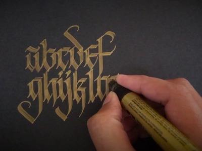 Gothic Lettering Quick Demo- Gold Marker on Black Paper