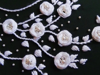 Hand Embroidery: Neckline Embroidery.Rosette Stitch