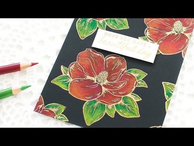 How to Color Hero Arts Magnolia Flower using Prismacolor Colored Pencils