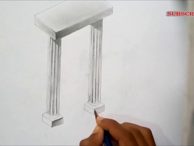How to draw 3d drawing pillar