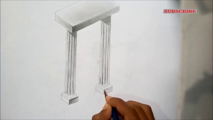 How to draw 3d drawing pillar