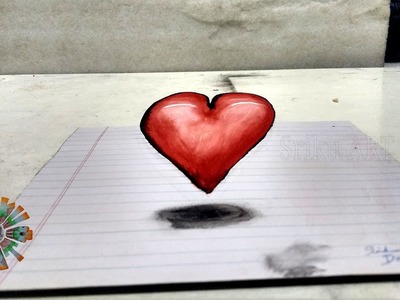 How to draw 3D Heart colour drawing. Valentine's Day special drawing. 