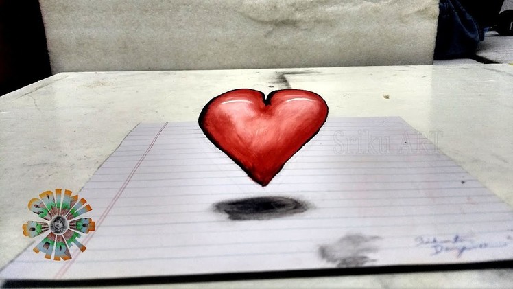 How to draw 3D Heart colour drawing. Valentine's Day special drawing. 