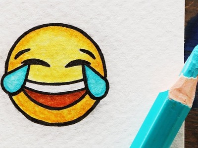 How to draw Cry Laughing Emoji | Step by step art for kids