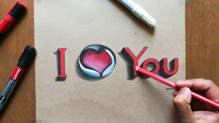How to draw 'I love you' in 3D letters | tutorial || Pencil Box