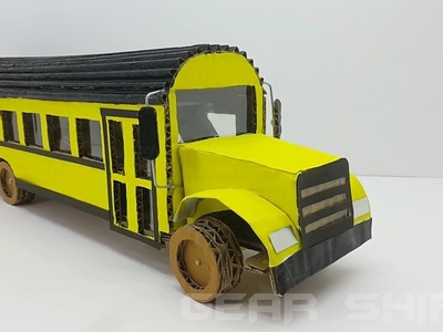 How to Make a School Bus - Cardboard School Bus wow amazing school bus made