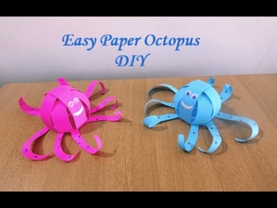 How to make an Easy Paper Octopus (1 Sheet of Paper) ~ Kids Craft ~ 'O' For Octopus ~ DIY ~ Steps. 