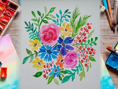 How To Paint Watercolor Floral - Easy Watercolor Flowers Tutorial