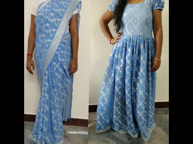 Saree to long on sale frock