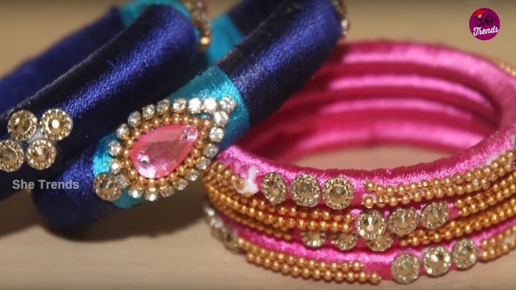 Latest silk thread bangle making at home 2018 I Easy and Simple bangles Designs 2018 I DIY