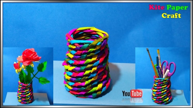 Make a paper pen stand. DIY paper crafts.