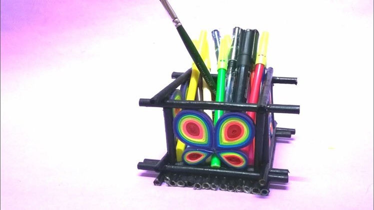Newspaper & Quilling PEN STAND - Tutorial