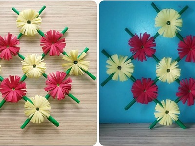 Paper flower wall hanging | Wall decoration ideas DIY handmade flowers
