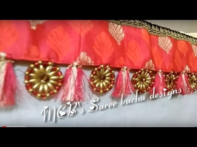Using fancy glass beads how to make Saree kuchu design