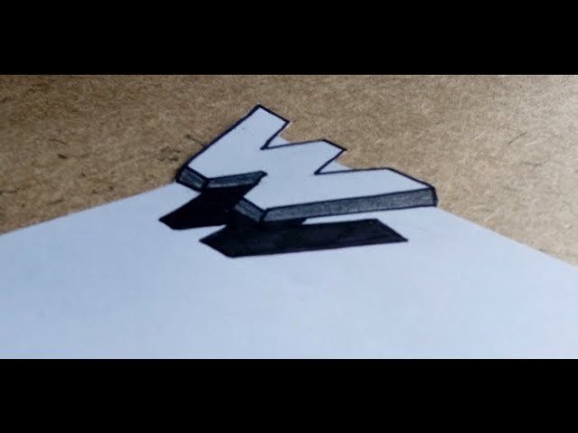 Very Easy ! How to Drawing 3D  Floating Letter  'W'    Anamorphic Ilusion