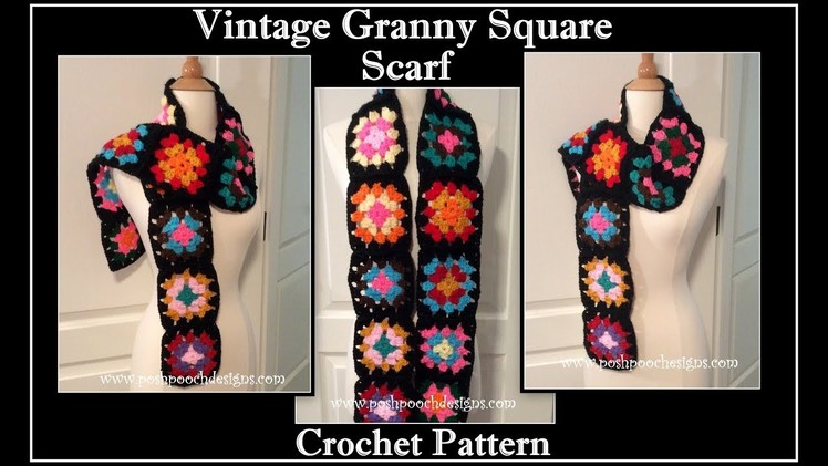 Vintage Granny Square Scarf Crochet Pattern