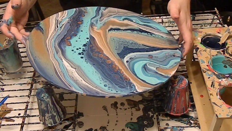 (17) Acrylic pour with my favorite color palette!