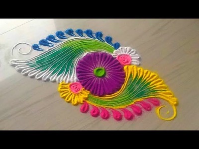 2 minutes rangoli designs.small,quick,easy and simple rangoli design by Jyoti Rathod