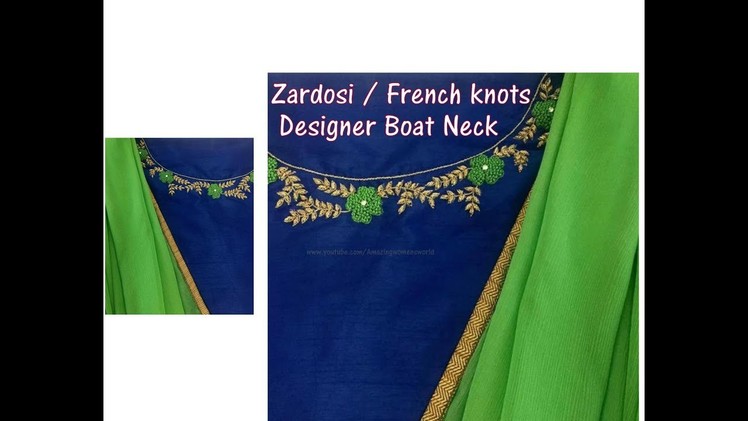 Aari.Maggam Hand Embroidery Zardosi.French knots  boat neck Churidar.Kurti.Blouse|Hand Stitches